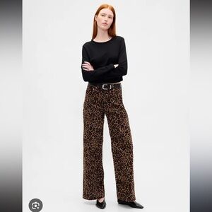 NWT GAP Leopard-Print High Rise Stride Wide Leg Pants 27 / 4P